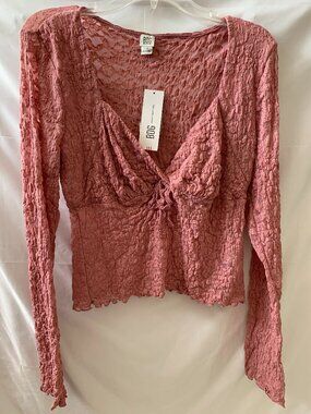 BDG x URBAN OUTFITTERS Olivia Lace Long Sleeve Top in Mauve Sz LARGE